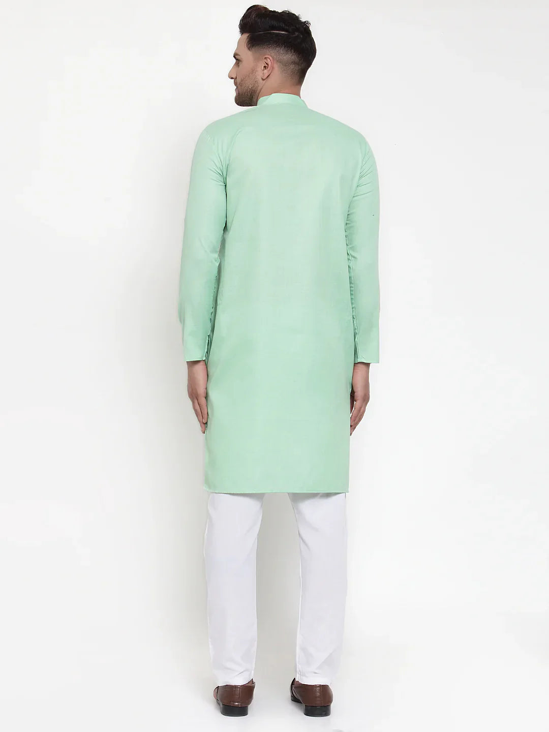 Jompers Men Green & White Solid Kurta with Churidar ( JOKP 611 Green )