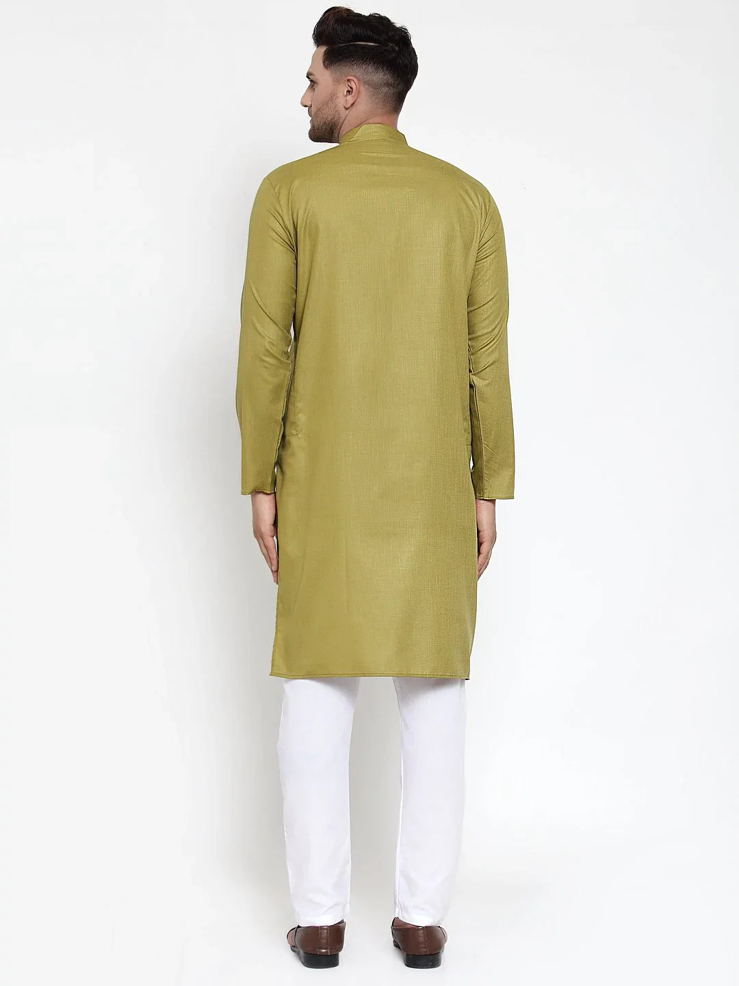 Jompers Men Olive Green & White Solid Kurta Only ( KO 611 Olive )