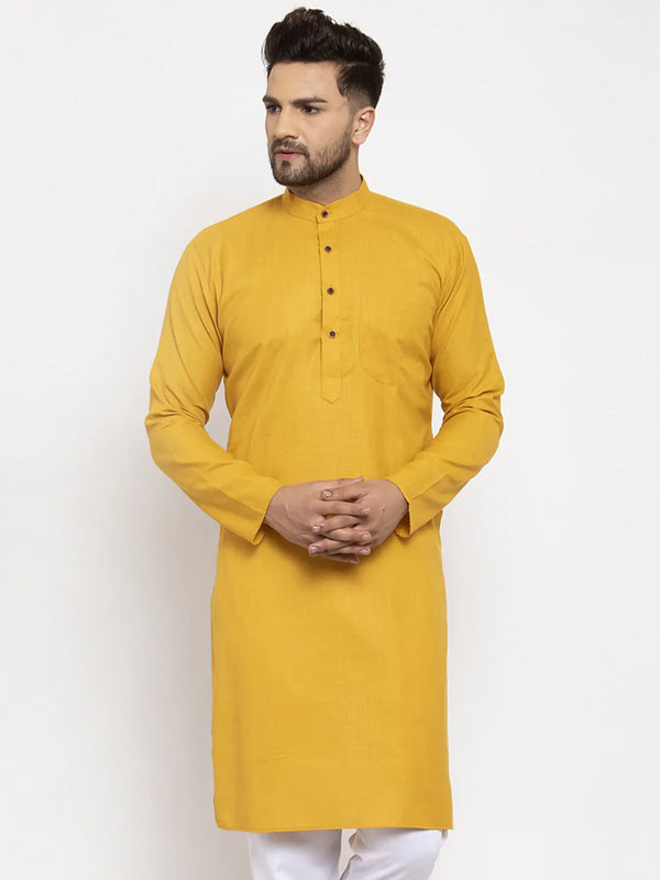 Yellow & White Solid Kurta Only ( KO 532 Yellow )