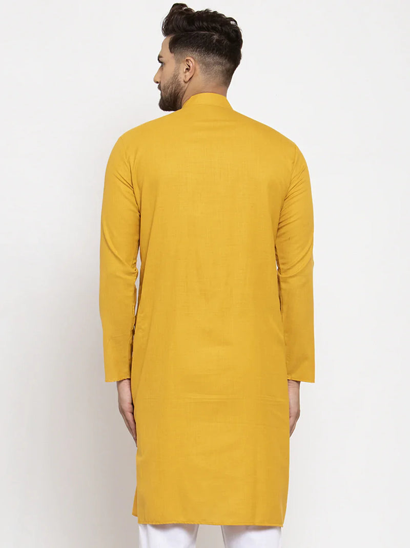 Yellow & White Solid Kurta Only ( KO 532 Yellow )