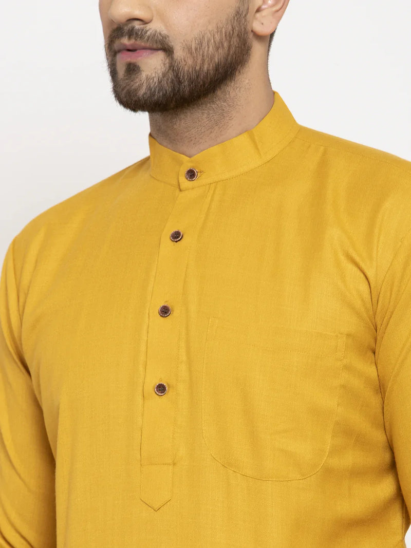 Yellow & White Solid Kurta Only ( KO 532 Yellow )