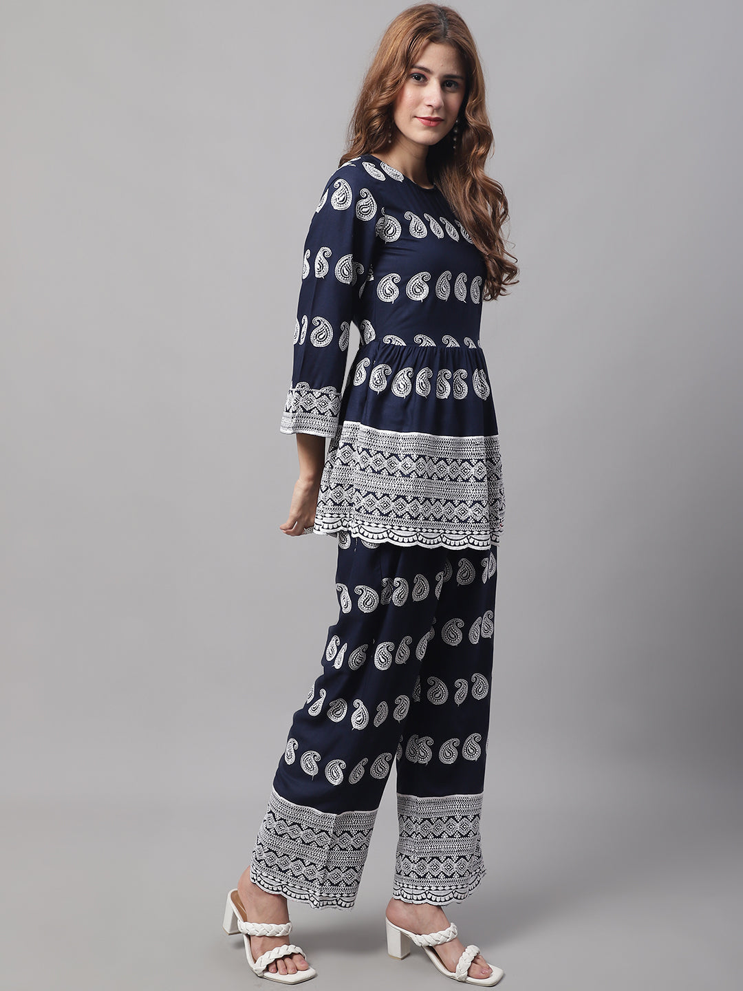 Women Embroidered and Sequin work Co-ords ( JNCS 3001 Navy )