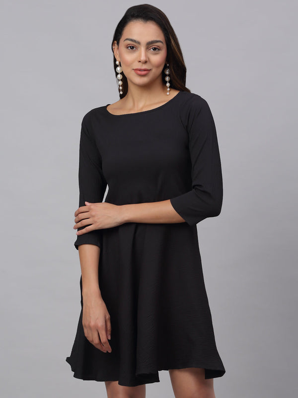 Women Black A-Line Dress ( JND 1001Black )