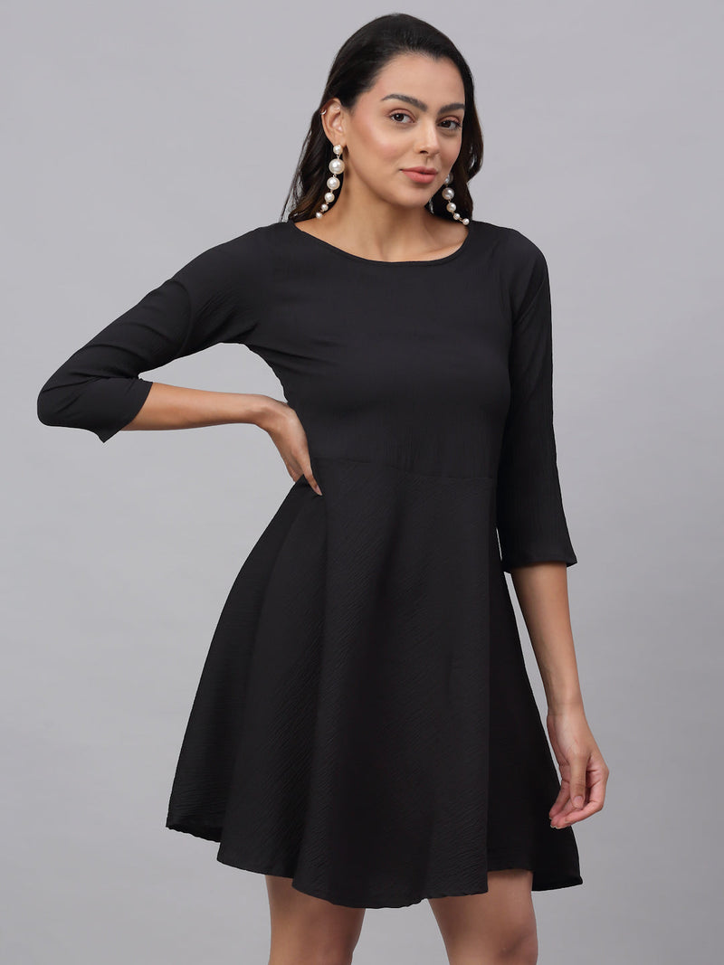 Women Black A-Line Dress ( JND 1001Black )