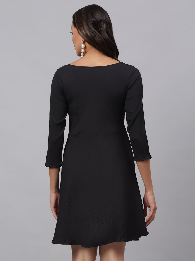 Women Black A-Line Dress ( JND 1001Black )