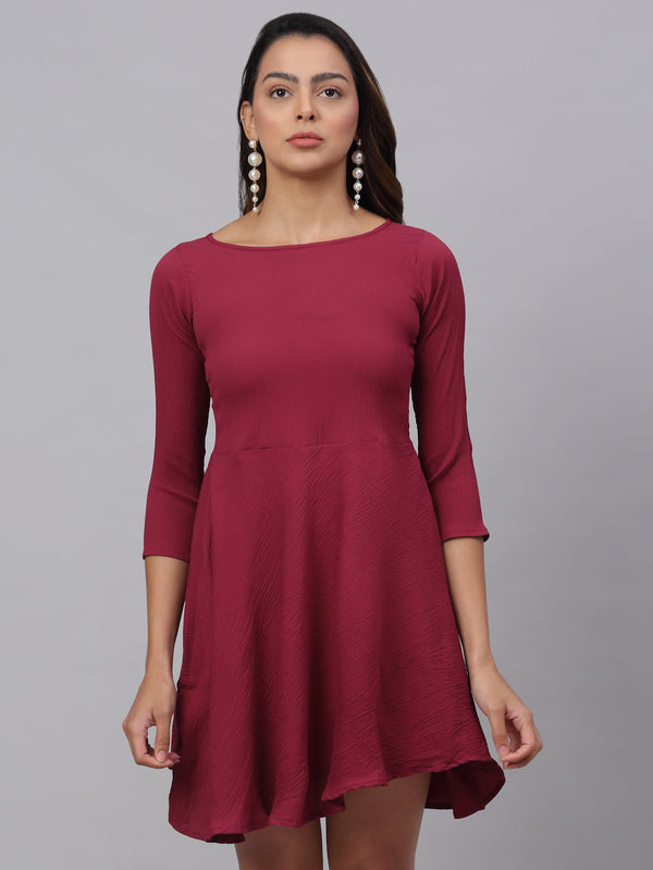 Women Maroon A-Line Dress ( JND 1001Maroon )