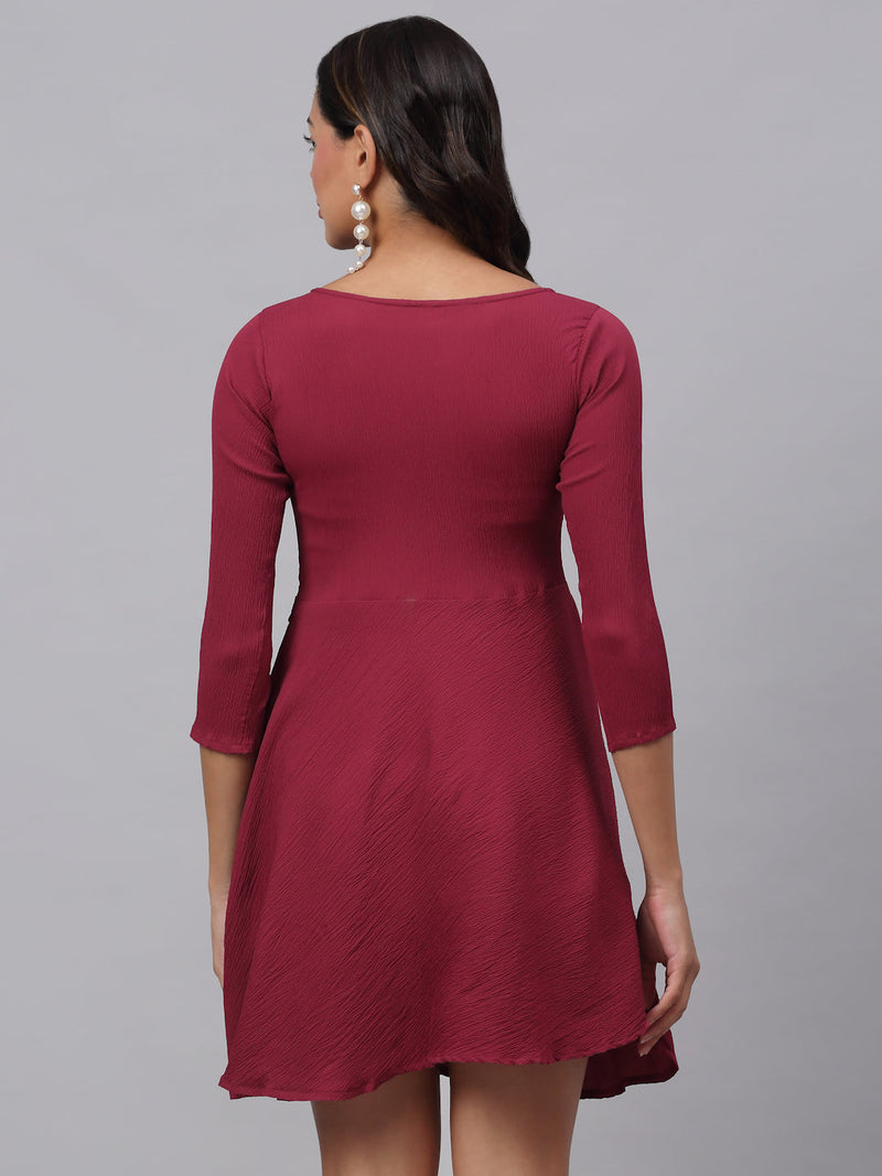 Women Maroon A-Line Dress ( JND 1001Maroon )