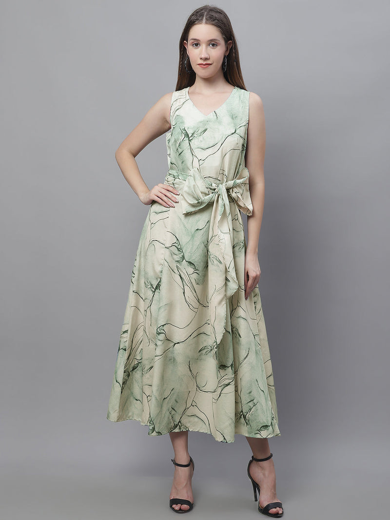 Women Green Printed A-Line Dresses