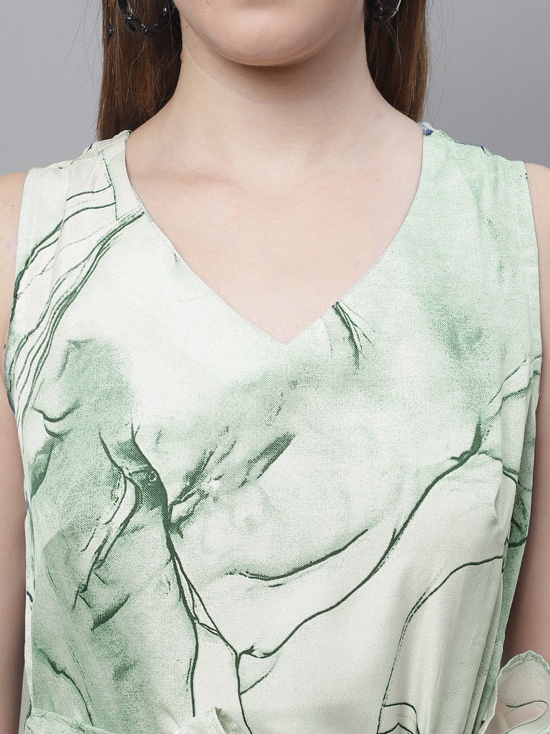 Women Green Printed A-Line Dresses