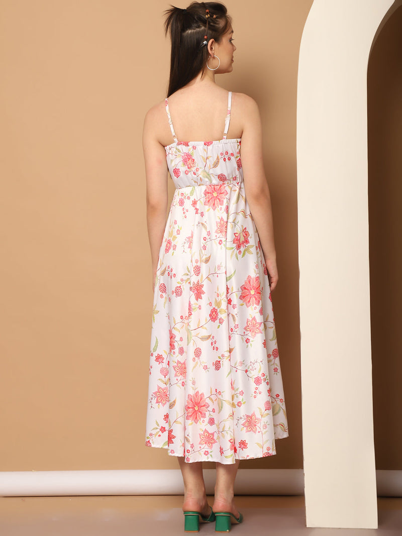 Floral Printed Shoulder Strap Maxi Dress