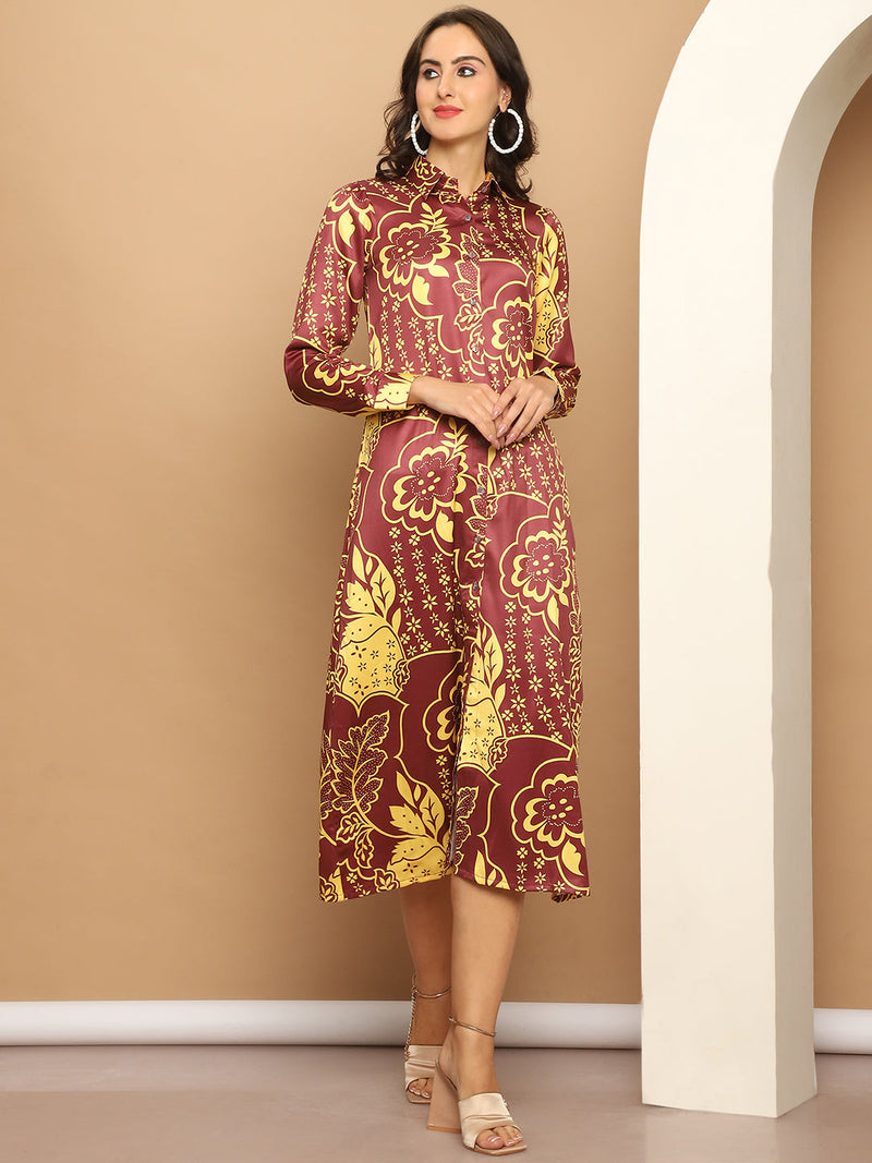 Floral Printed A-line Dress for Women