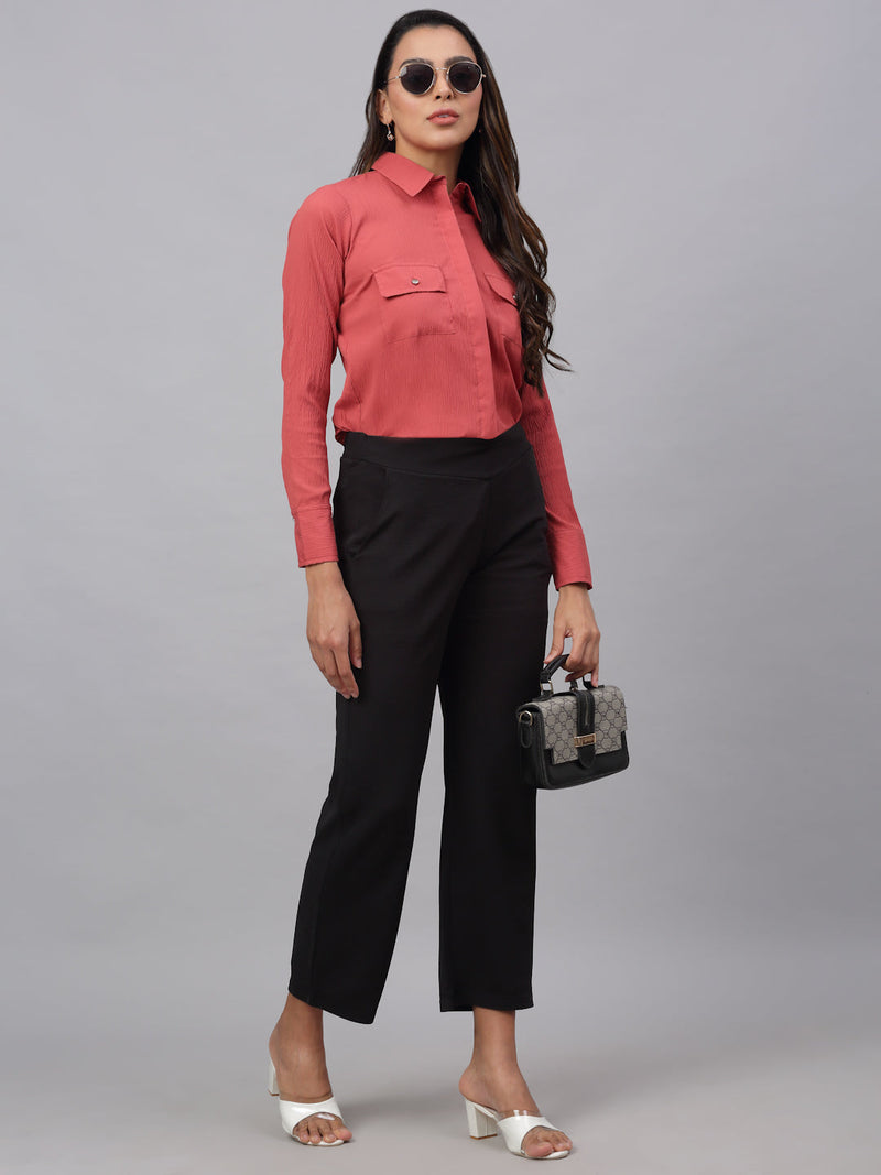 Women Peach Solid Shirt