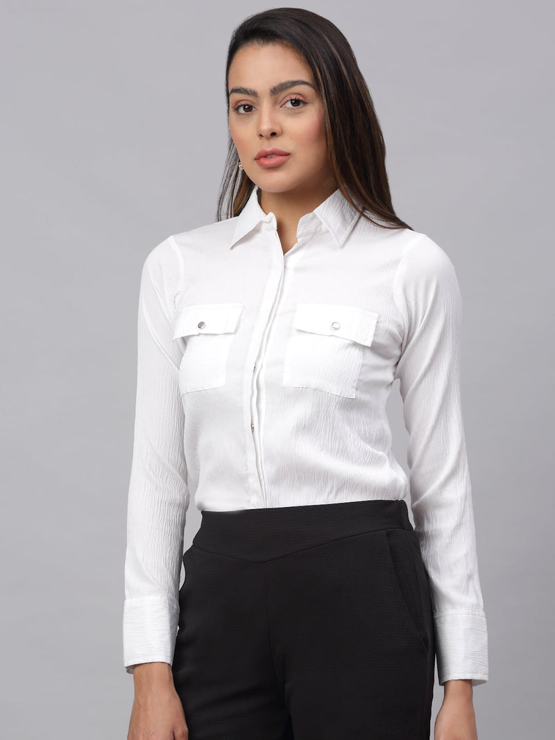 Women White Solid Shirt