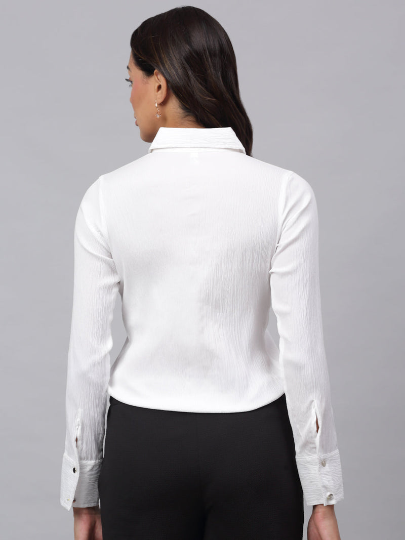 Women White Solid Shirt