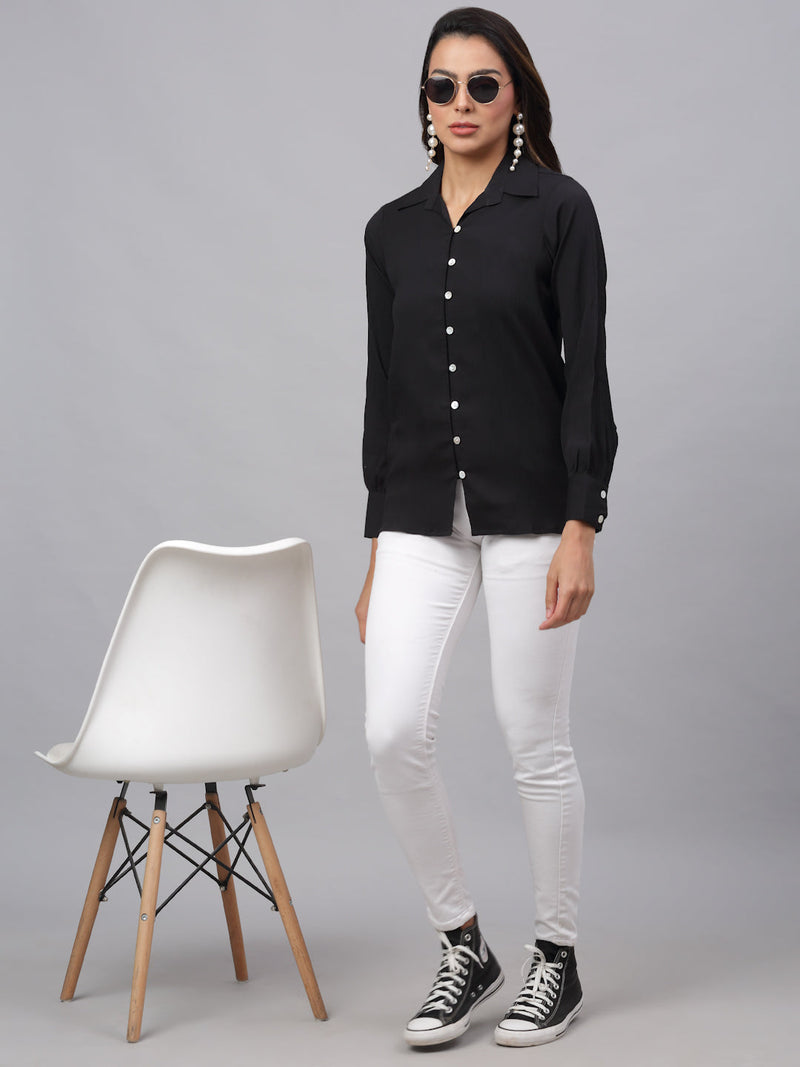 Women Black Solid Shirt