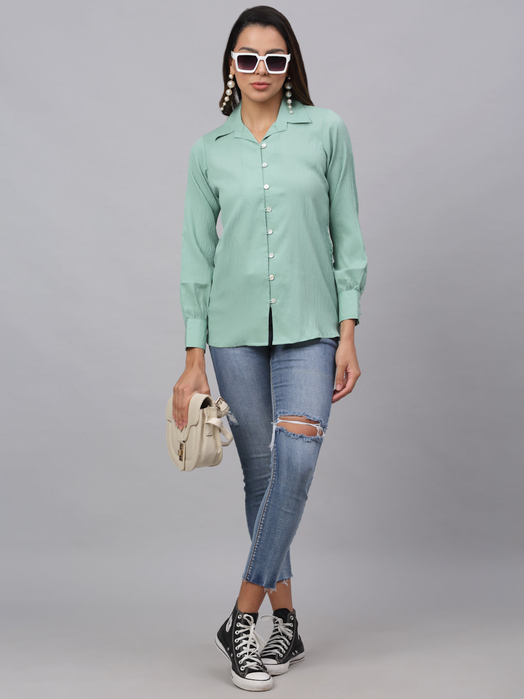 Women Green Solid Shirt