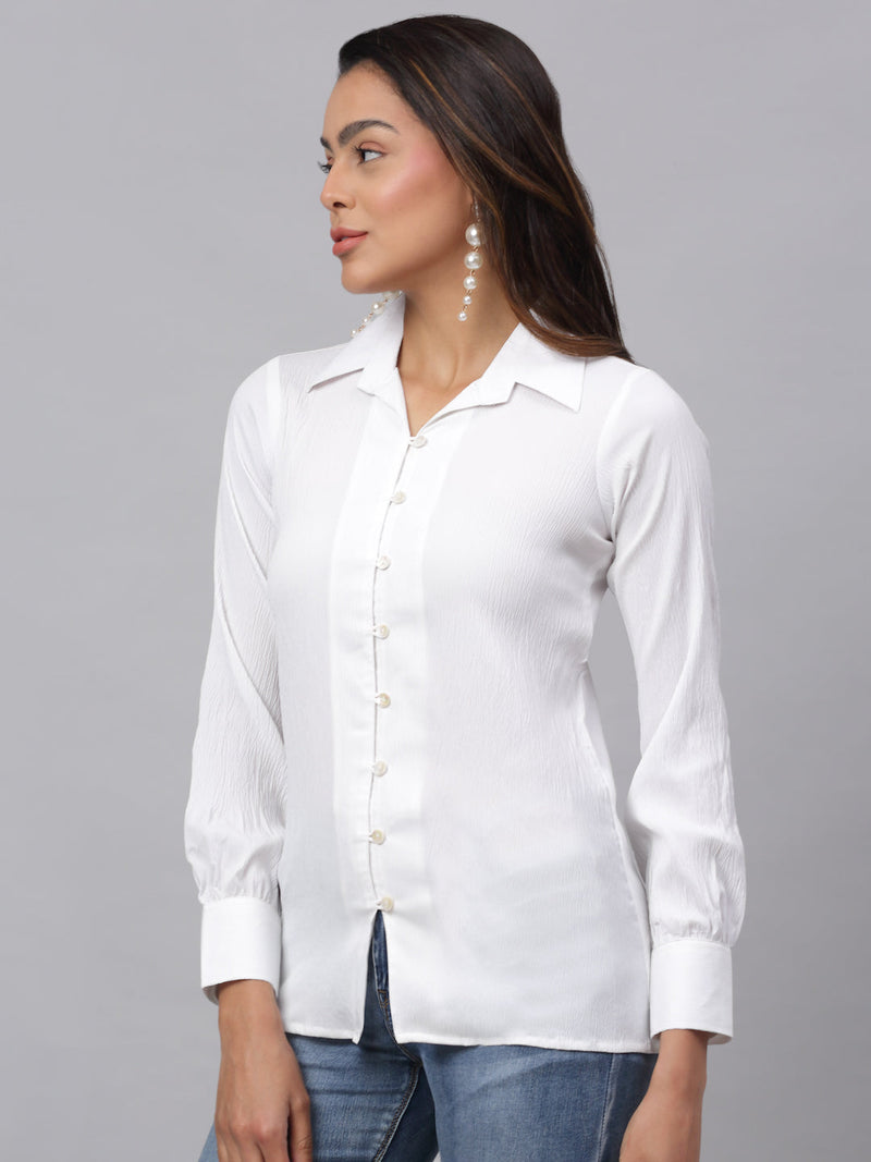 Women White Solid Shirt