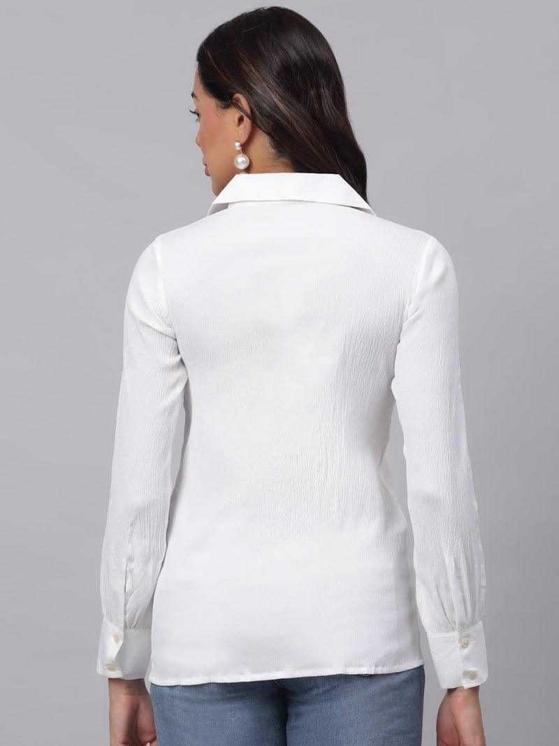 Women White Solid Shirt