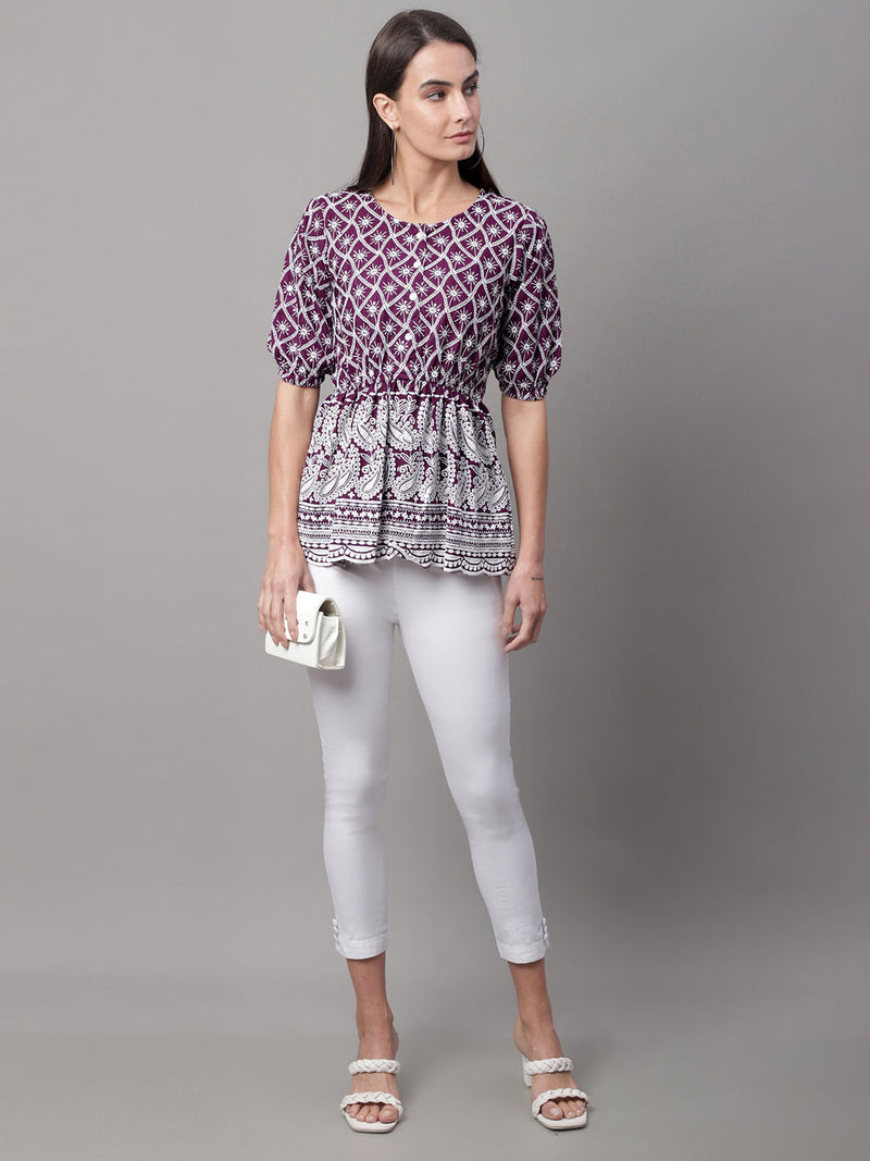 Chikankari Sequen Work Empire Top