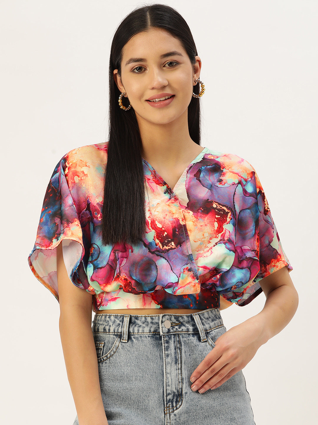 Tendy Printed Wrapped Top