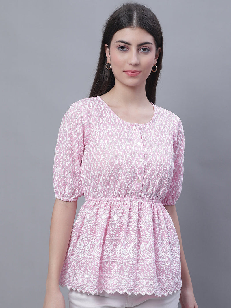 Women's Chikankari Work Empire Top