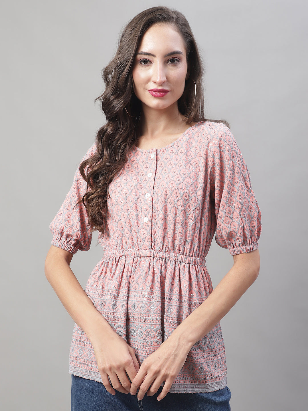 Women's Chikankari Work Empire Top