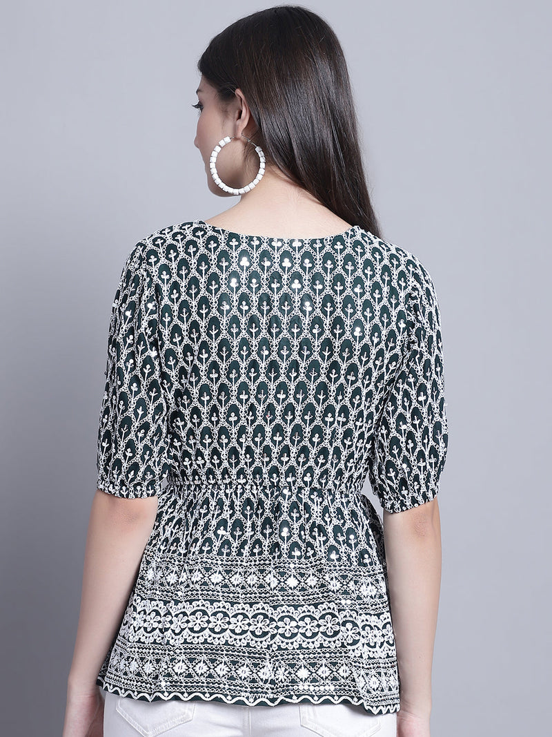 Women's Chikankari & Sequins Work Empire Top