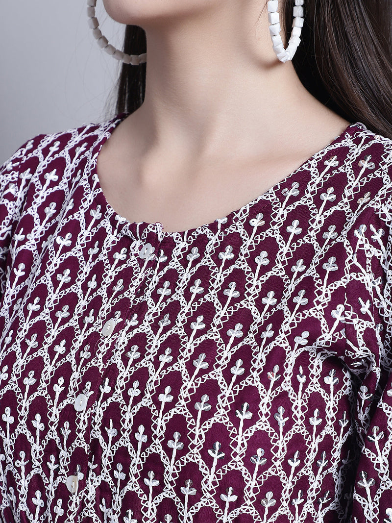 Women's Chikankari & Sequins Work Empire Top