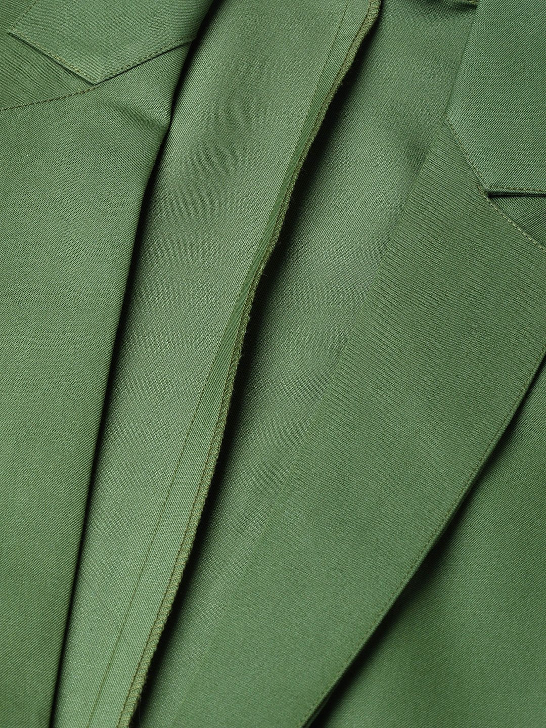 Jompers Women Olive-Green Solid Single-Breasted Smart Casual Blazer ( JOB 6001 Olive )