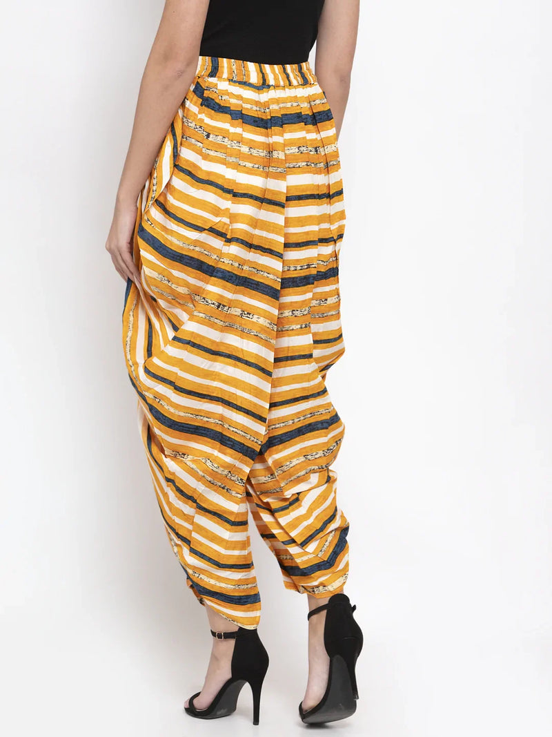 Jompers Women Yellow and Blue Stripped Dhoti (JOD 2131 Yellow)