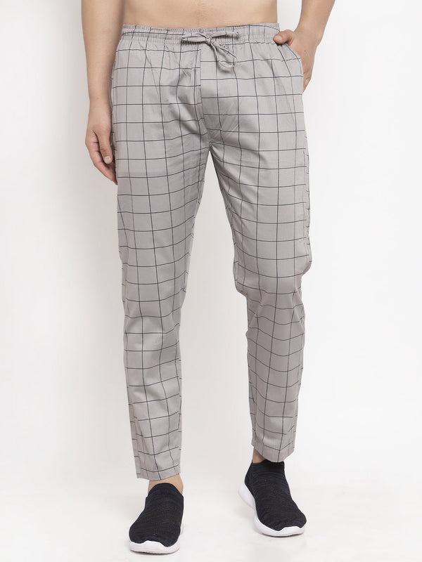 Indian Needle Men's Grey Checked Cotton Track Pants