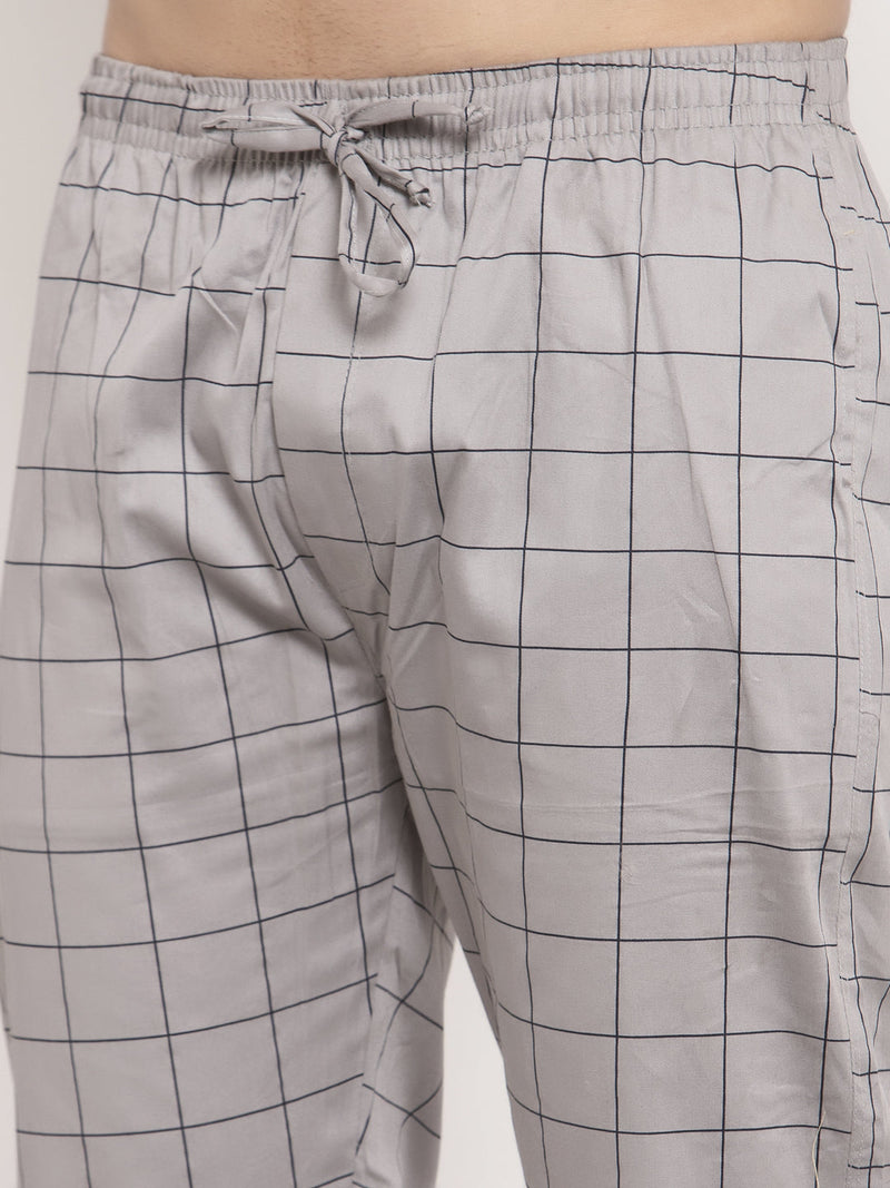 Indian Needle Men's Grey Checked Cotton Track Pants