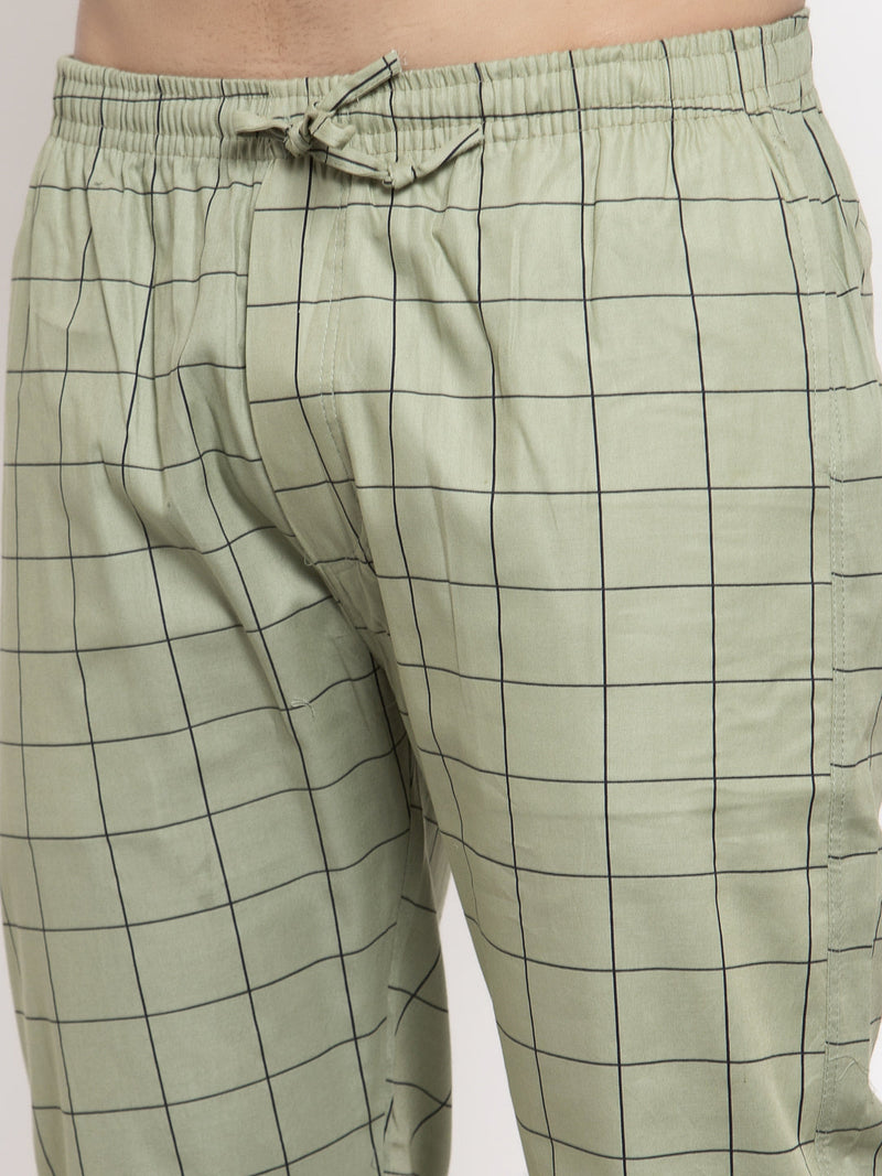 Indian Needle Men's Green Checked Cotton Track Pants