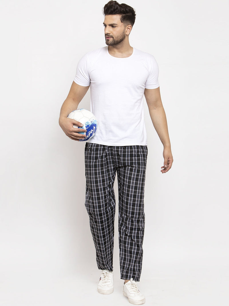 Indian Needle Men's Black Checked Cotton Track Pants