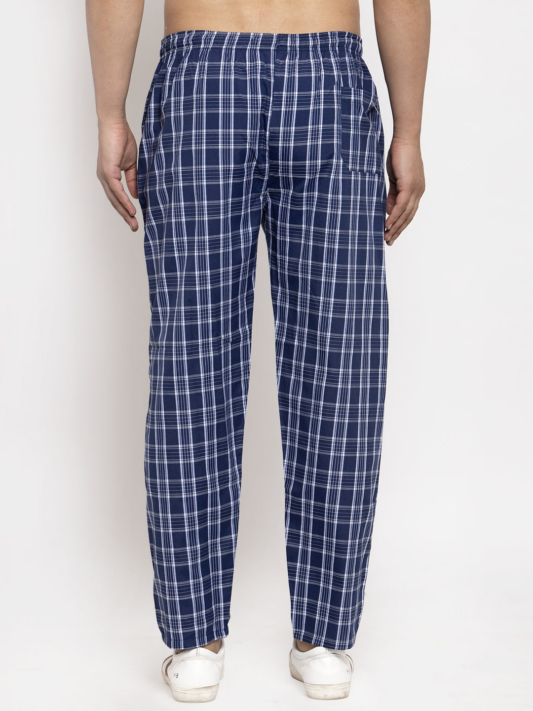 Indian Needle Men's Blue Checked Cotton Track Pants