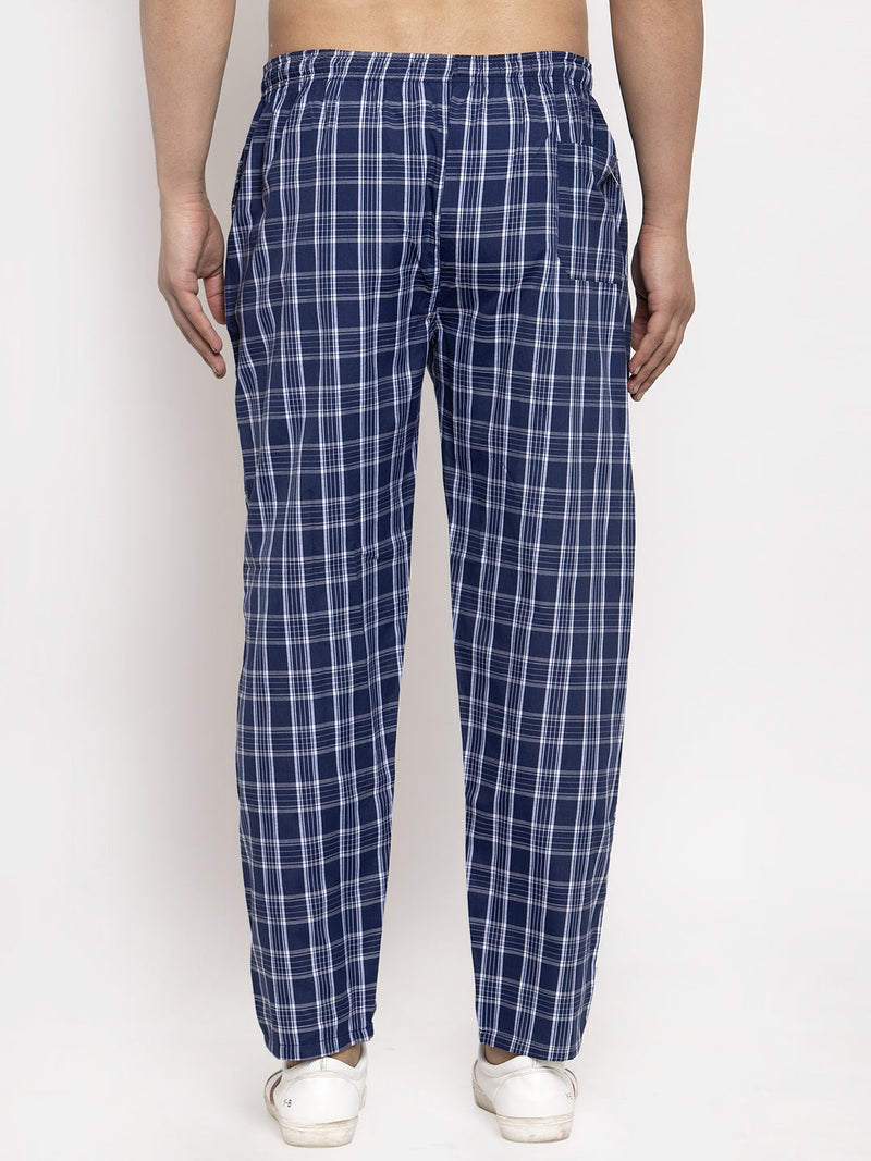 Indian Needle Men's Blue Checked Cotton Track Pants