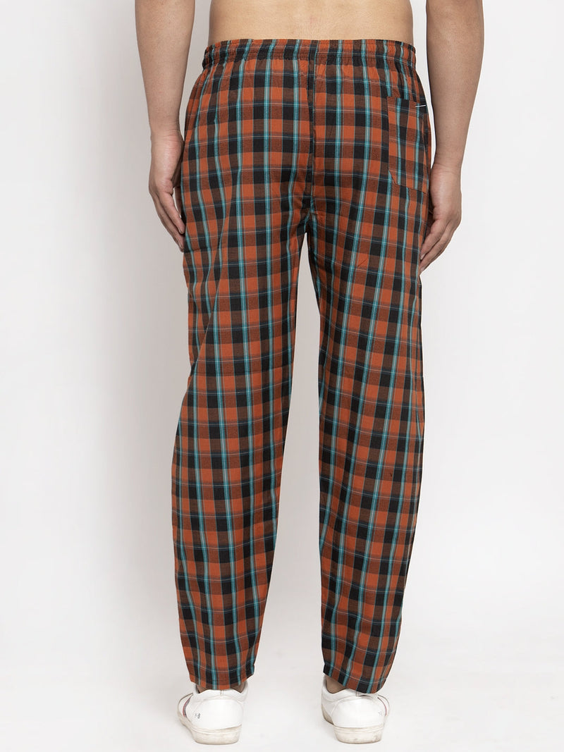 Indian Needle Men's Orange Checked Cotton Track Pants