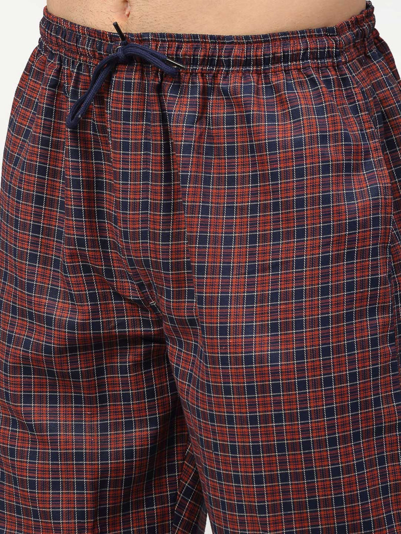 Indian Needle Men's Maroon Cotton Checked Track Pants