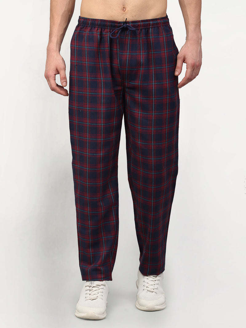 Indian Needle Men's Blue Cotton Checked Track Pants