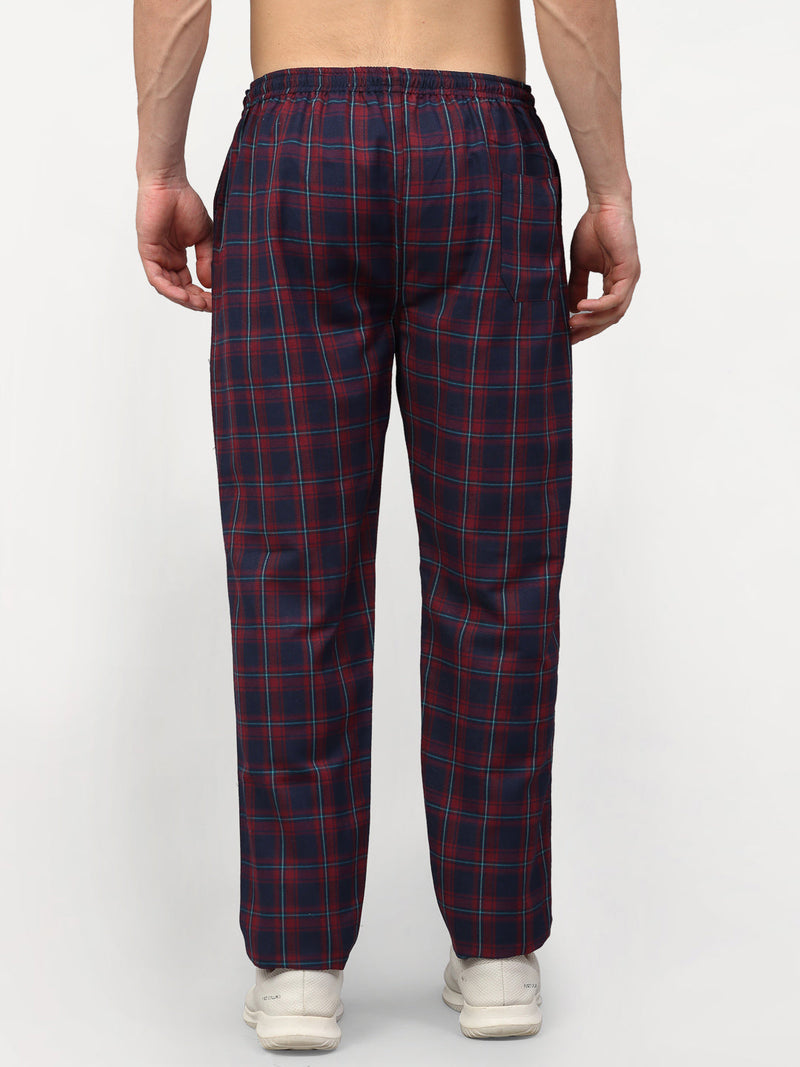 Indian Needle Men's Blue Cotton Checked Track Pants