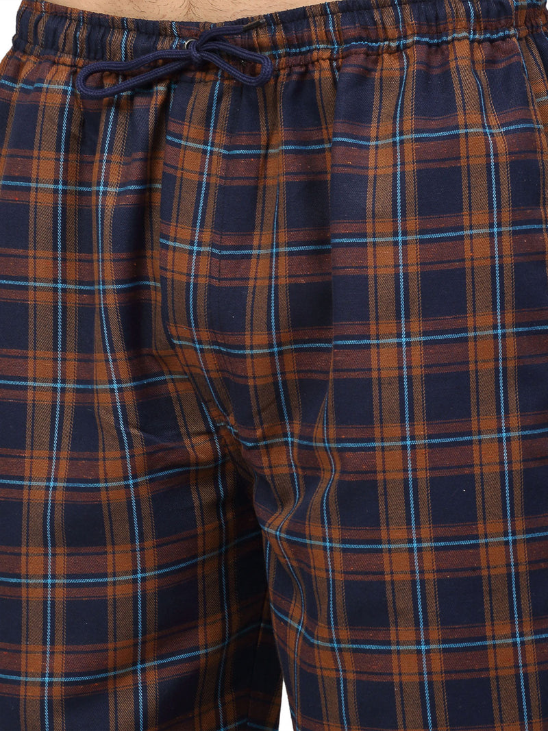 Indian Needle Men's Orange Cotton Checked Track Pants