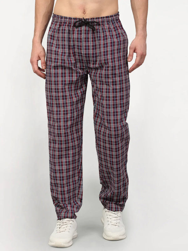 Jainish Men's Multicolor Cotton Checked Track Pants ( JOG 019Multi )