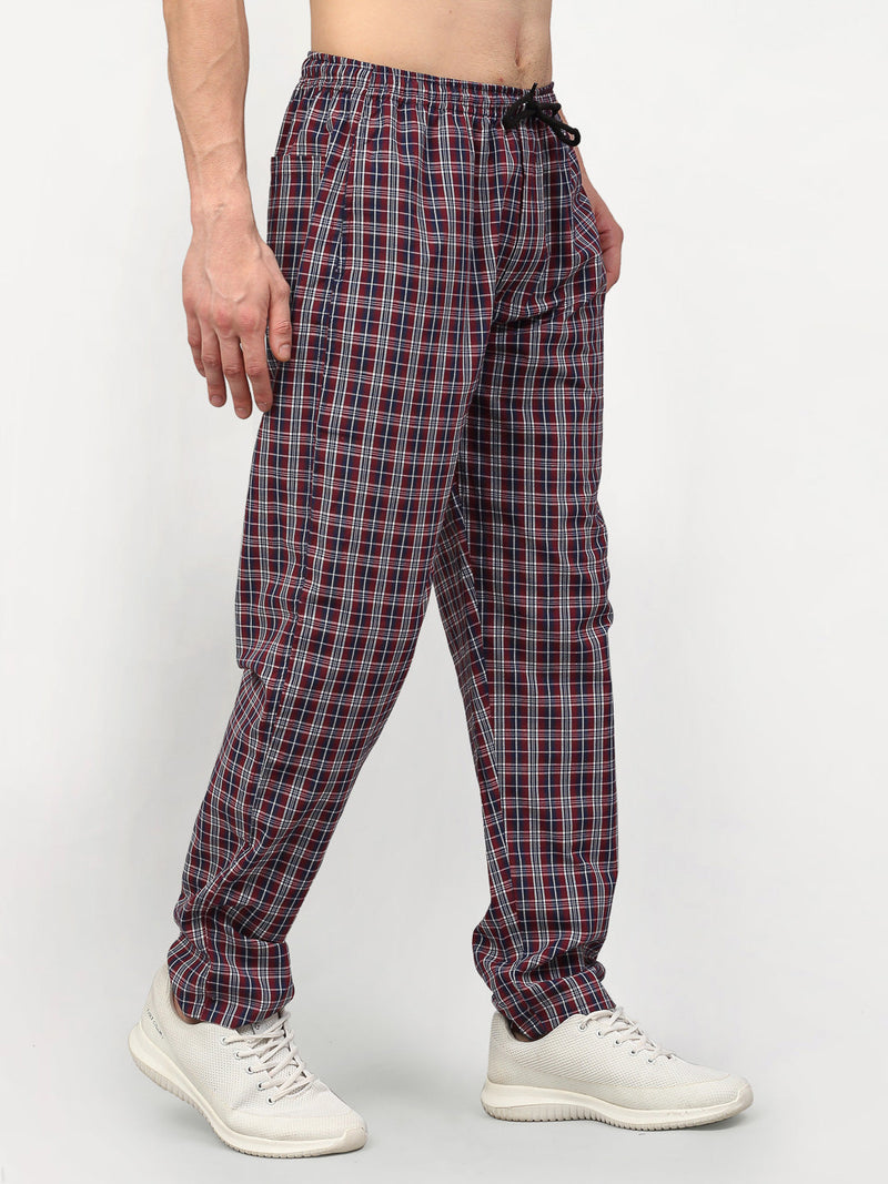 Indian Needle Men's Multicolor Cotton Checked Track Pants