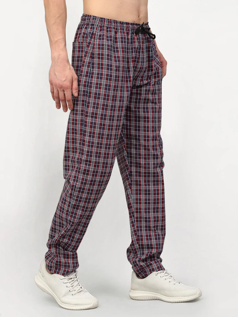 Jainish Men's Multicolor Cotton Checked Track Pants ( JOG 019Multi )