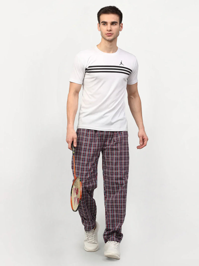 Jainish Men's Multicolor Cotton Checked Track Pants ( JOG 019Multi )