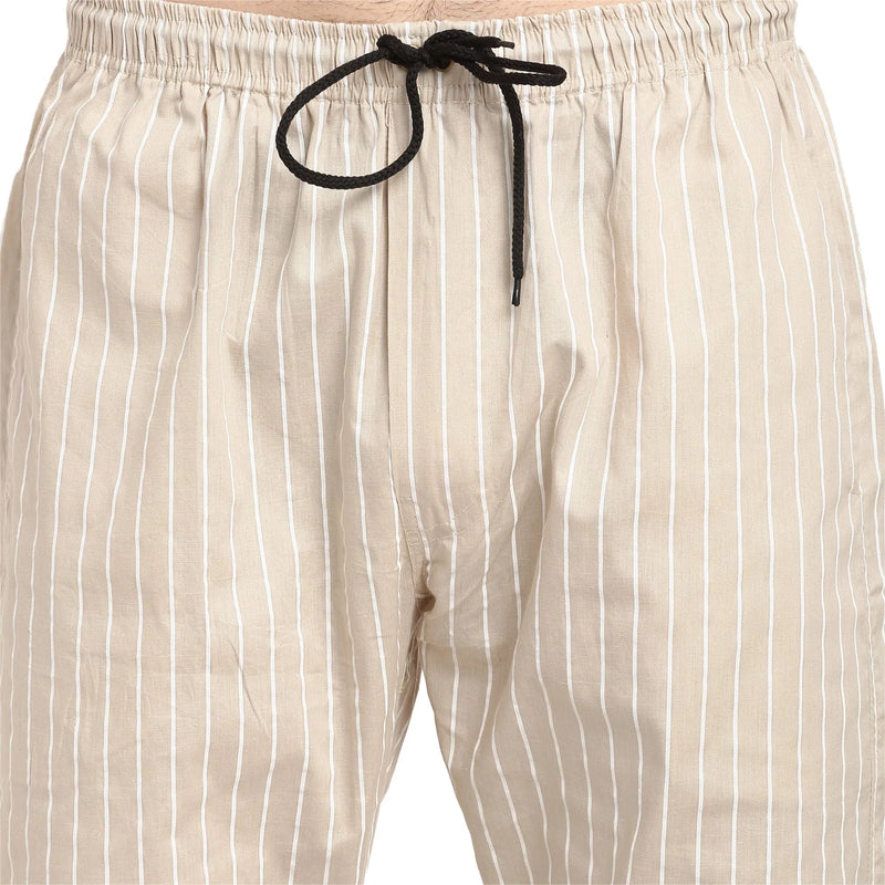 Jainish Men's Beige Cotton Striped Track Pants ( JOG 020Cream )