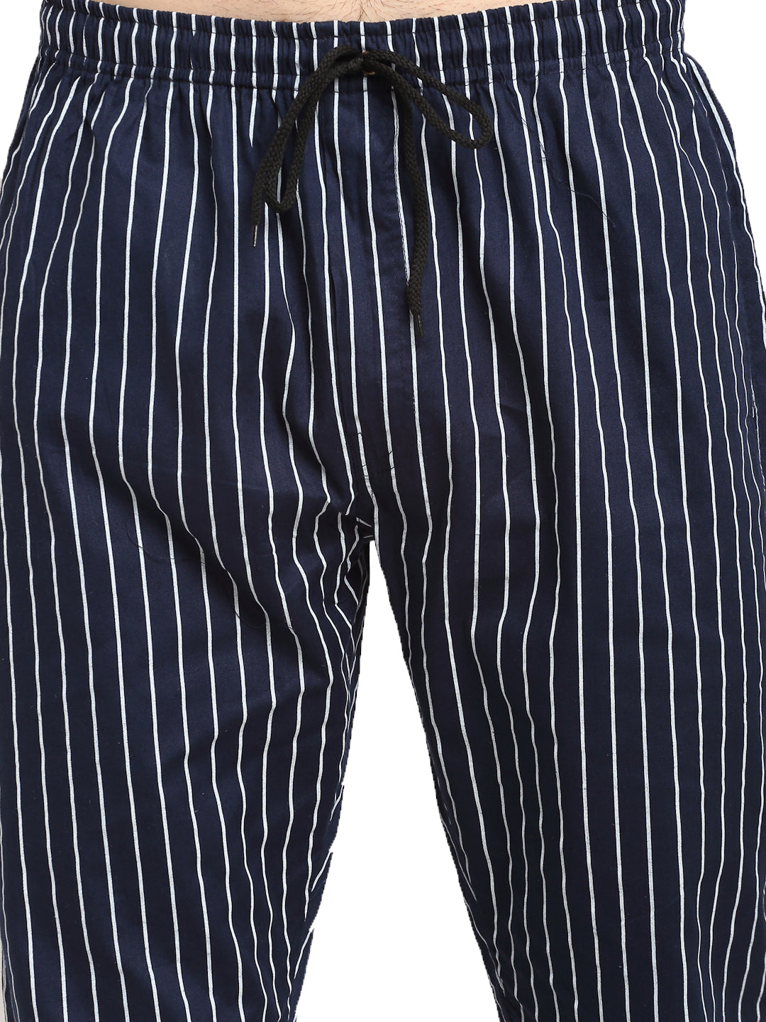 Indian Needle Men's Navy Blue Cotton Striped Track Pants