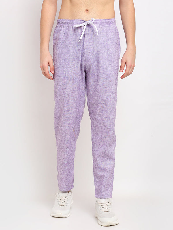 Indian Needle Men's Purple Linen Cotton Track Pants