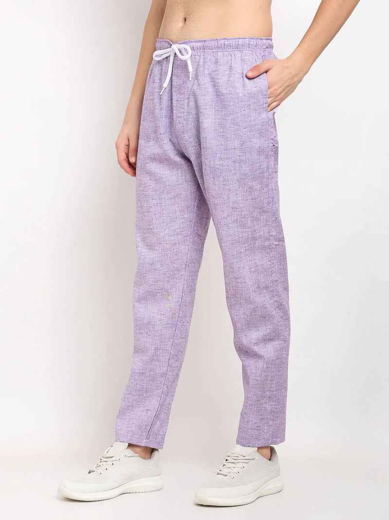 Jainish Men's Purple Linen Cotton Track Pants ( JOG 021Purple )