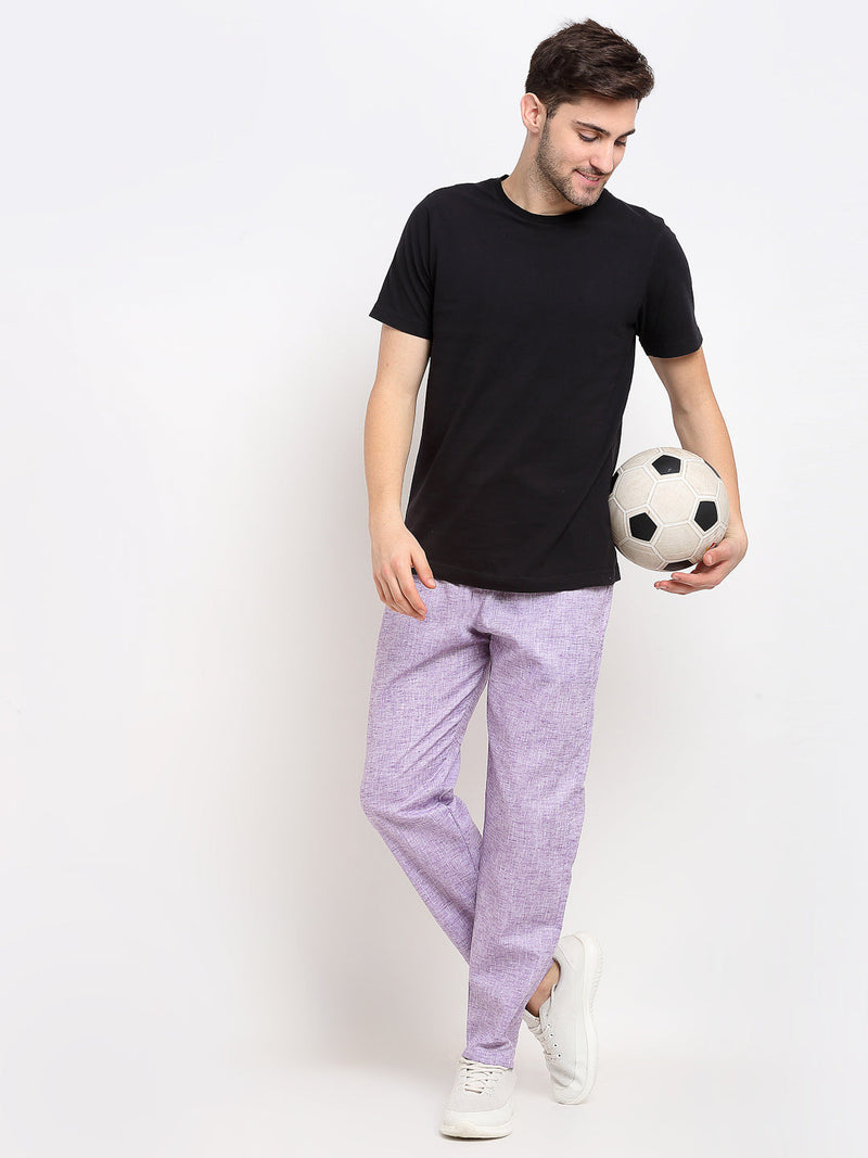 Indian Needle Men's Purple Linen Cotton Track Pants